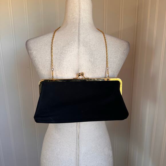 Vintage 90s/Y2K Fairy Black Floral Shoulder Purse OS - Picture 5 of 7